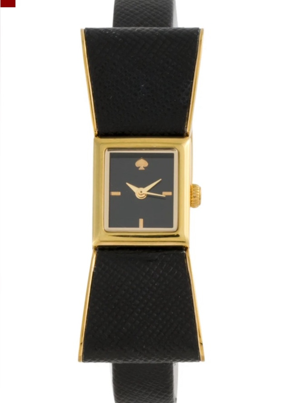 kate spade Black and Gold Bow-Style genuine Leather Strap Watch
